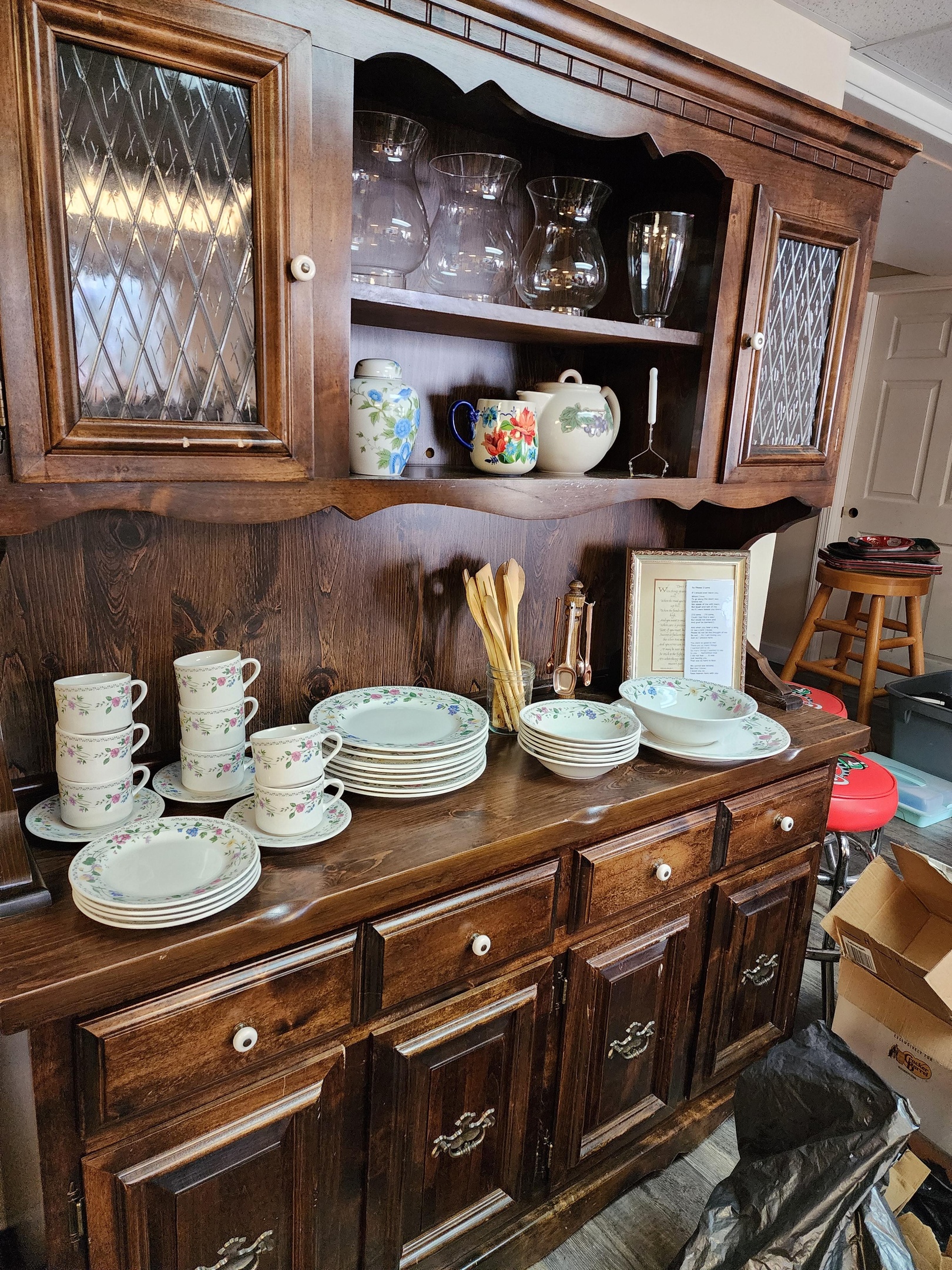 Antiques and collectibles displayed outside a shop.